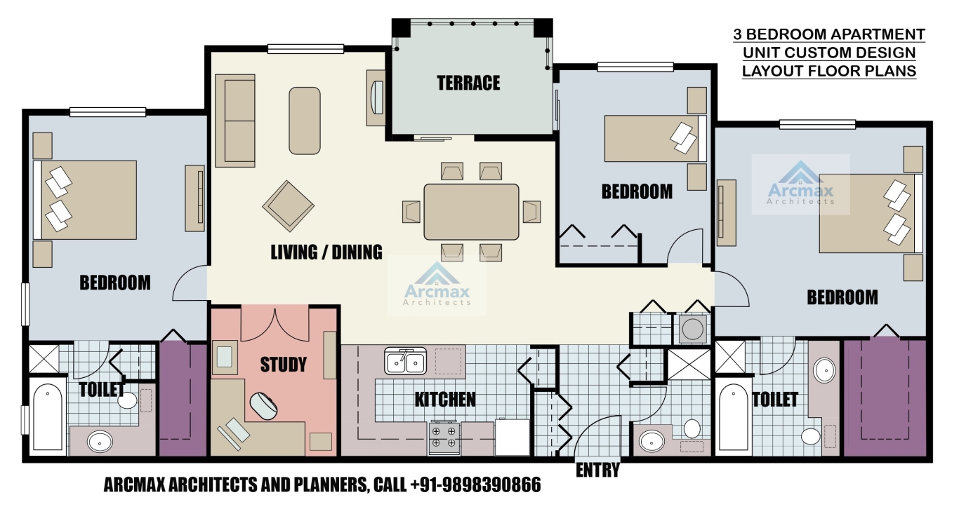 3 bedroom apartment floor plans