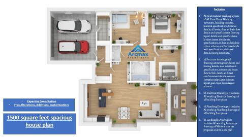 1500 squarefeet house floor plan buy online