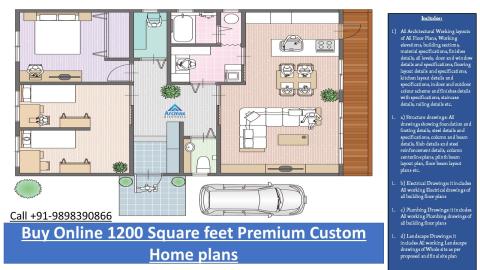 Buy 1200 Square feet premium Custom Home Plans